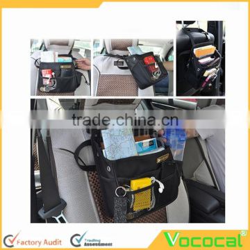 Car Trunk Organizer Auto Interior Removable Storage Mesh Debris Storage Pouch Head Seat Back Bag Hanging Zipper Bag