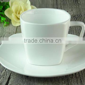 200ml simple shape White Ceramic coffee cup and saucer in stocklot