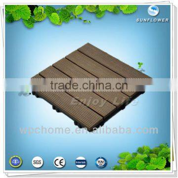 Sunflower WPC decking tiles in garden