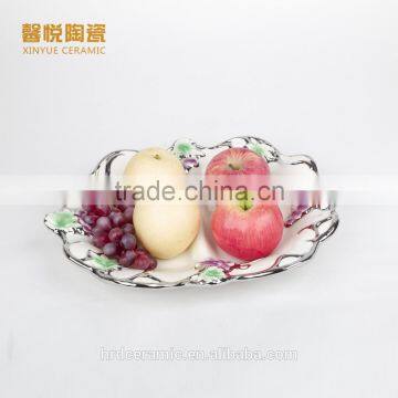 China New style ceramic plates,stocks golden ceramic snack plate