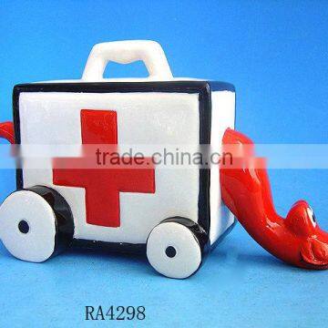 special ceramic money bank with first aid box design