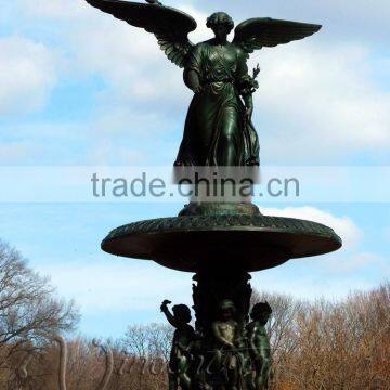 High quality park decoration bronze angel water fountain