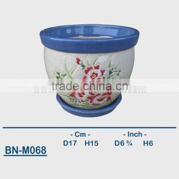 Vietnamese Ceramic Hand Carved Mini Flower Pot BN-M068