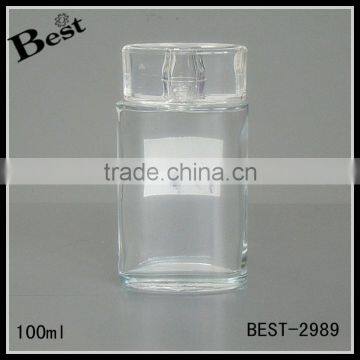 cosmetic cheapest 100ml clear card shape perfume glass bottle weight with plastic cap best sale china suppliers