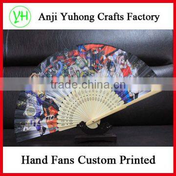 Wholesale custom bamboo nylon fold hand fan