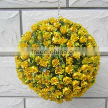 Plastic Artificial Flower Ball 30CM Yellow Rose Ball