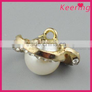 Decorative Fashionable Alloy Gold Rhinestone Pearl Button WBK-1487 photo-3