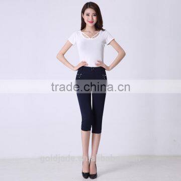 New Design Casual Pants With Half Length ,ladies Crop Pants Wholesale photo-6