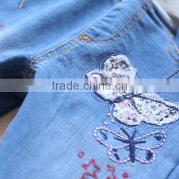 Floral Embroidery Girls Denim Trousers photo-4