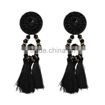 Bohemian Colorful Tassel With Crystal Beads Dangle Earrings for Women Jewelry photo-3