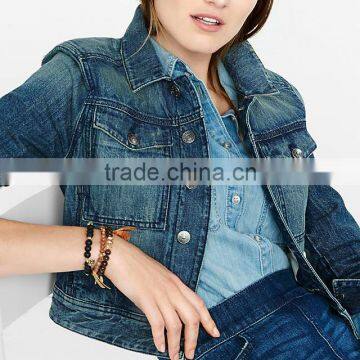 New Design Washed Denim Woman Fashion Spring Jacket photo-4