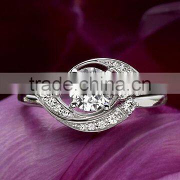 Shining Fashion Jewelry Genuine Sterling Silver 925 Women's Finger Engagement Ring Set photo-2