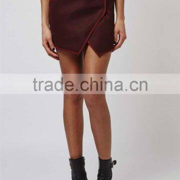 Popular 2016 Angled Wrap Airtex Mini Skirt Wine Elegant Skirts Curly Willow Table Skirts photo-2