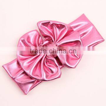 Cool Baby Girls Metal Color Headband 2017 Newborn Kids Elastic Cotton Hair Band Bows Hair Accessories photo-4