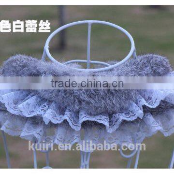 Lace Real Fur Collar Scarf Coat Warm Wrap Fake Neck Ring Winter Fox Rabbit Fur Cape Clothing Accessory Shawl Scarves photo-4