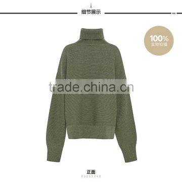 2017 New Design Style Women Green Color Turtleneck Long Sleeve Pullover Sweater photo-6