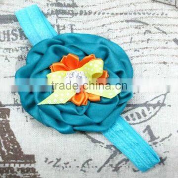 Latest Designs Baby Elastic Headband Wholesale, Ruffled Satin Flower Headband for Kids photo-6