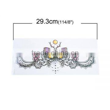 Paper Removable Waterproof Temporary Sternum Tattoo Sticker Body Art Multicolor Butterfly Pattern Temporary Belly Tattoos photo-2