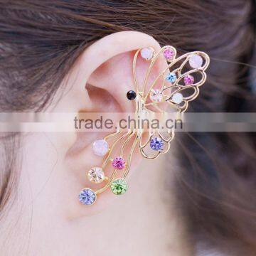 Mixed Color Rhinestones Wave shape Earring Cuffs Jewelry Earring