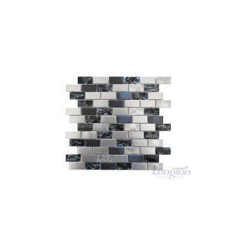 Stainless Steel and Crackled Glass Mosaic Mix, Sheet