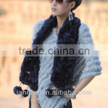 Fashion black color Rabbit Fur ball Scarf drop shipping