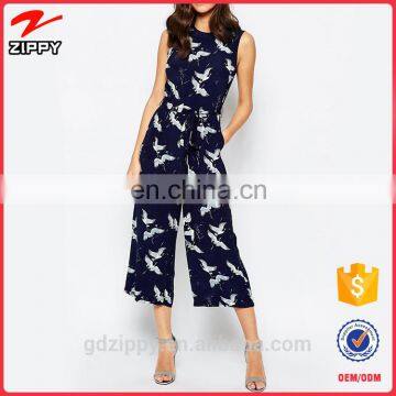 New Fashion One Piece Ladies Jumpsuit Printed Sleeveless Chiffon women Jumpsuit for women 2016