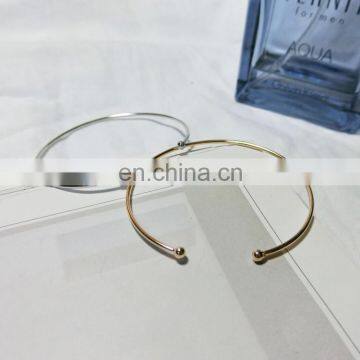 Gold Silver Simple Bangle Open Cuff Women Stretch Bangle Bracelet photo-4