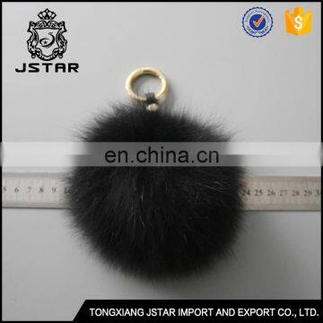 Factory direct real fur pom pom ball fur balls keychain