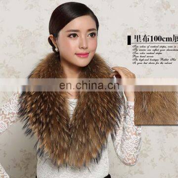 Customized size and color detachable raccoon fur collar