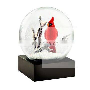 custom made resin snow globe with bird and branch for souvenir