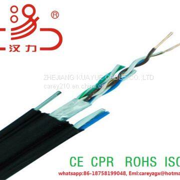 ftp cat5e lan cable  copper conduction  4X2X24AWG + 1.2 Messenger Steel Wire/Computer Cable