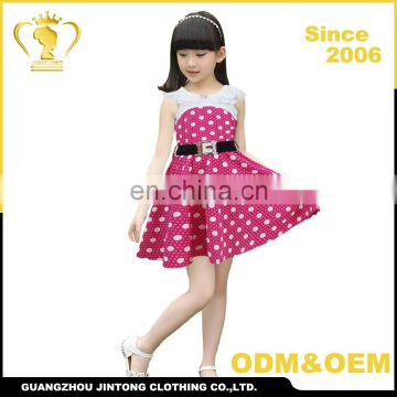 Children beautiul cotton dot print girls dresses 7-16 years old