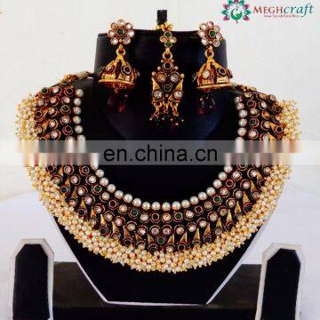 South indian Bridal Jewelry set-Gold plated Bridal Jewellery-Indian Pearl Bridal Jewellery -Wholesale bridal jewellery