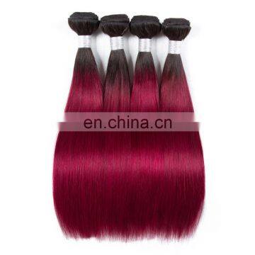 Wholesale china supplier silky straight 1b/bug fashion color ombre hair extensions Brazilian hair weave bundles