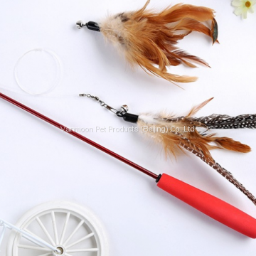 Natural Feather Wand Retractable Cat Feather Toy