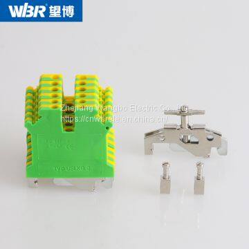 Yellow-green Ground Terminal USLKG5 Cable Connector DIN Rail Terminal photo-3