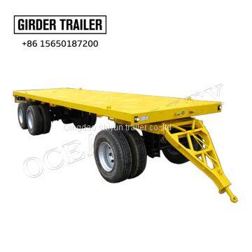 China OCT brand 3 axles towing flatbed drawbar full trailer