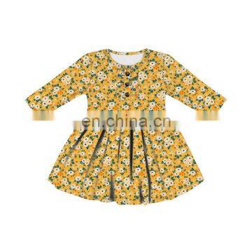 Boutique Quality Kids Clothes Girl Dress Flower Printing Girl Long-sleeved Dress