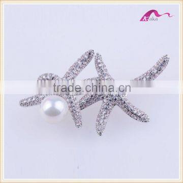 Korean Pearl Star Fish Brooches For Women