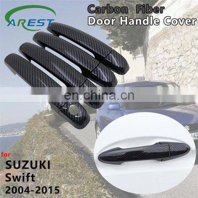 for Suzuki Maruti Swift DZire 2004~2015 Carbon Fiber Door Handle Cover Catch Trim Exterior Car Accessories 2005 2007 2009 2010