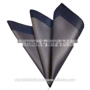 Dark Blue White Checked Custom Pocket Square, Manufactoring Hankercheif,