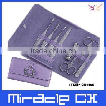 Metal sivler ring purple manicure set