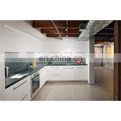 Free 3D customized high gloss white flat panel cheap modular design modern kitchen cabinets