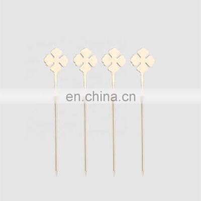 Factory direct stainless steel Four Leaf Clover metal party cocktail ice picks