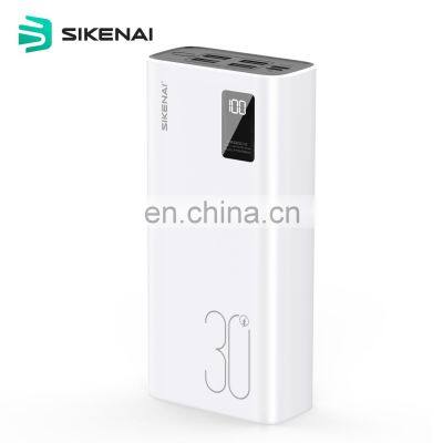 2022 Hot Selling Sikenai 30000 mah 40W Battery Portable 4 USB Port LED Digital Display Power Bank