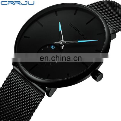 CRRJU 2150 Fashion Mens Luxury Quartz Watches Casual Mesh Steel Strap Waterproof Sport Watch