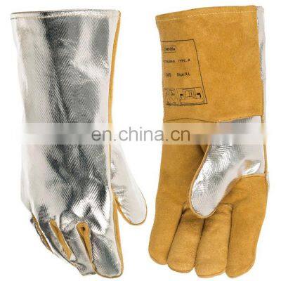 Aluminum Foil With Leather  500 degree Heat Resistant Gloves