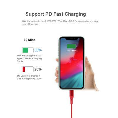20W Nylon Braided Type C to Lightning Charging Cable C94 USB C PD Fast Charger for IPhone 13 Mini 13 Pro Max photo-4
