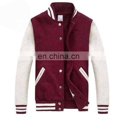 Custom Your Logo Cotton Fleece Varisty Jacket Long Sleeve Banded Collar Letterman Jacket Baseball Jacket For Men photo-4