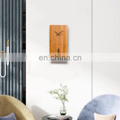 Multifunctional Natural Household Living Room Rectangle Bamboo Tidal Analog Wall Clock